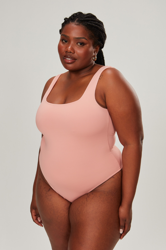 Maiô Decote Quadrado Calcinha Fio Rosa SUN PRO UV FPU 50+
